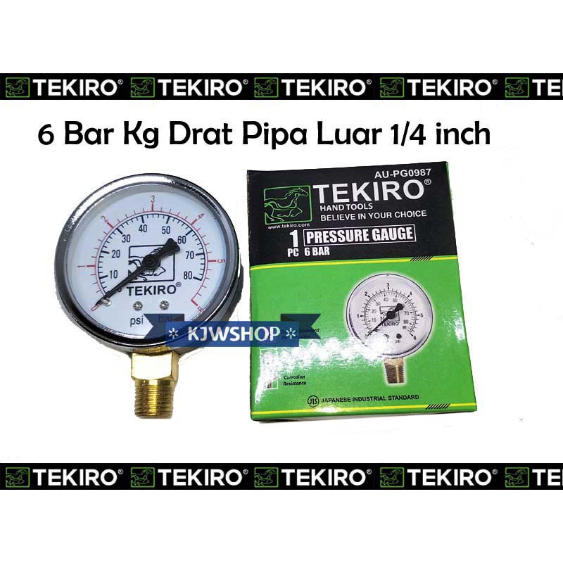 Jual Manometer 6 Bar Pressure Gauge 6Bar Pressure Gauge 6kg Merk TEKIRO ...