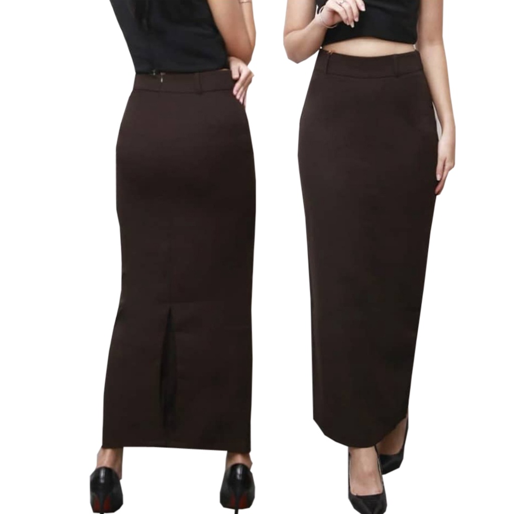 Jual Rok Kerja Wanita Panjang Model Span Rempel Belakang Bahan Formal ...