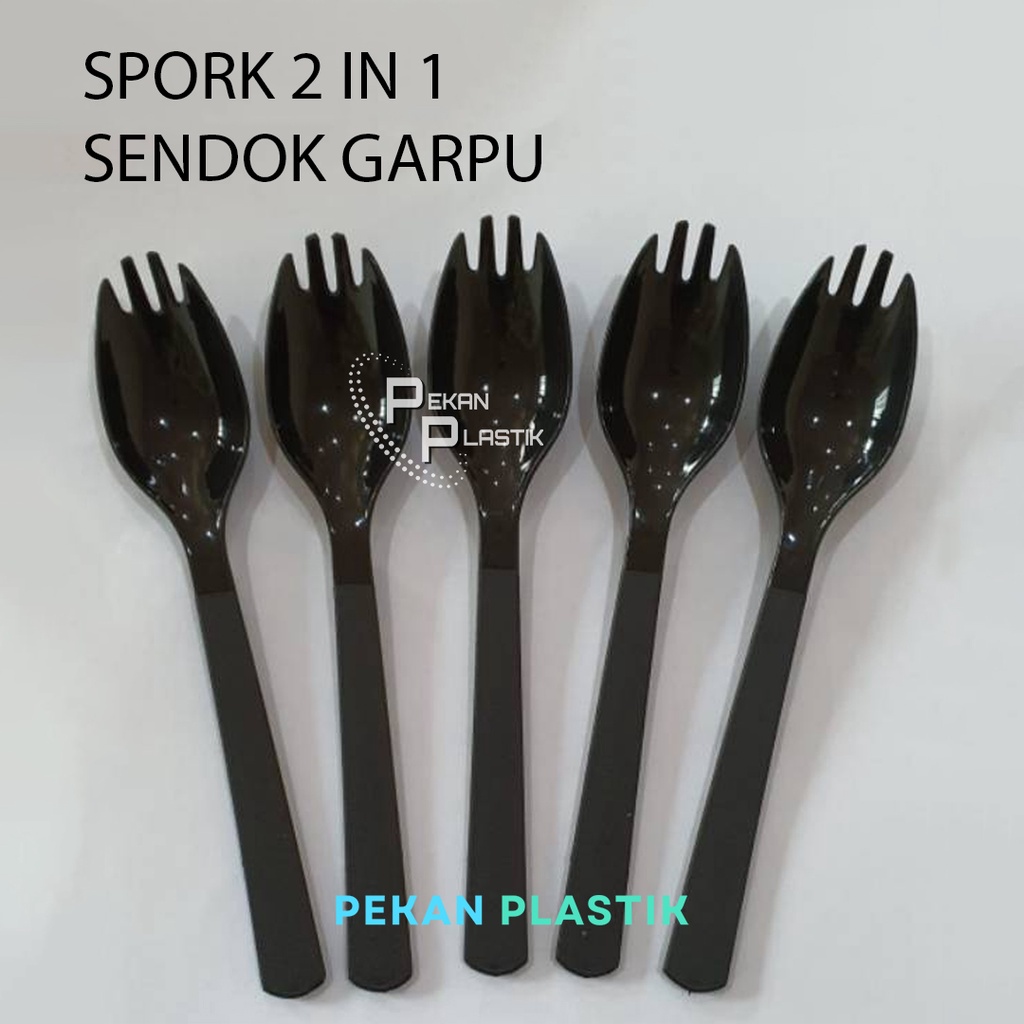 Jual 25 Pcs Sendok Plastik 2 In 1 Sendok Garpu 2in1 Shopee Indonesia 0921