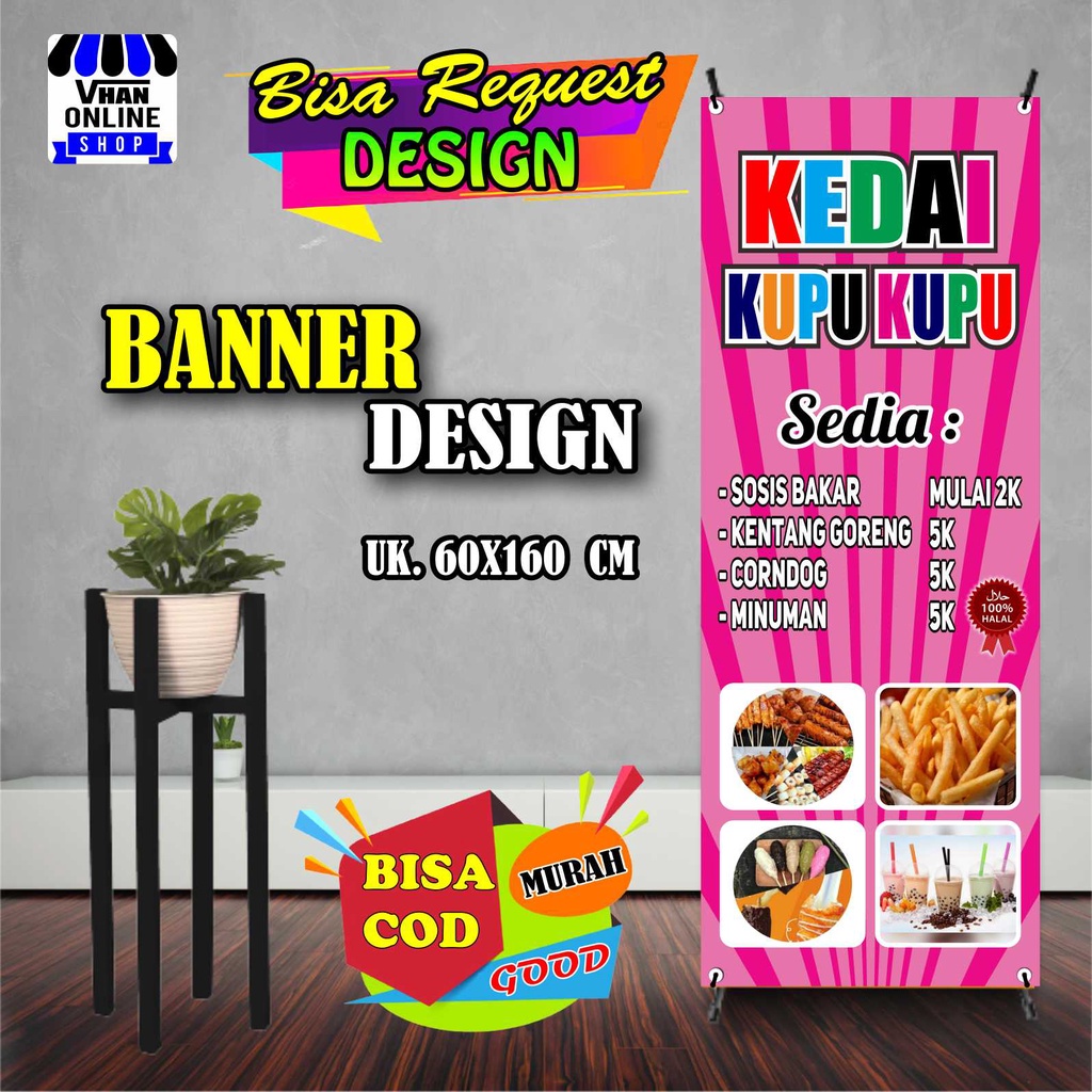 Jual Cetak Banner / Spanduk Warung Makan, Kedai Makanan, Model Berdiri ...