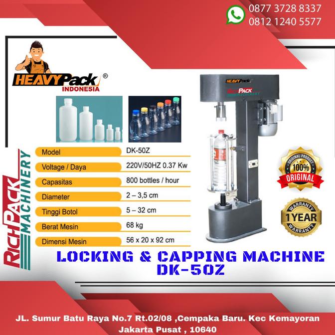 Jual Capping Machine Mesin Penutup Botol Plastik Dk-50Z Heavypack ...