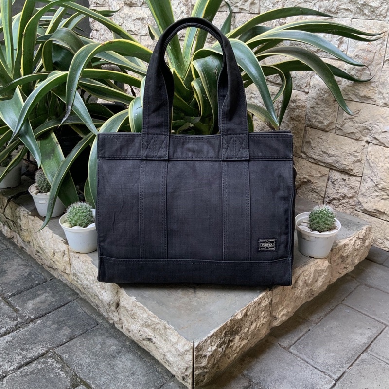 Porter Tote Bag PORTER YOSHIDA CO SMOKY ZIP TOTE BAG (S) BLACK