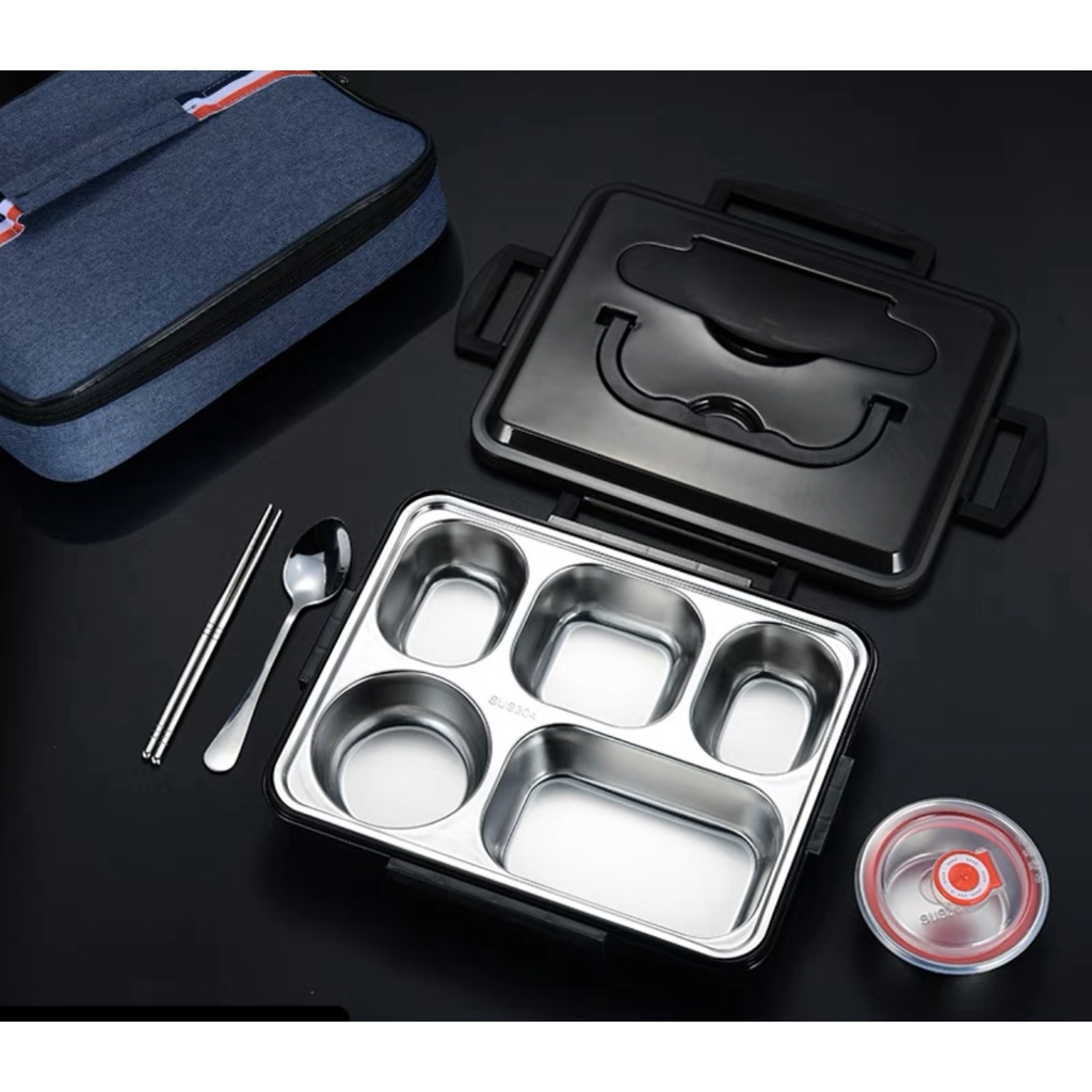 Jual Kotak Makan 5 SEKAT / Lunch Box Stainless Tahan Panas Dan Anti