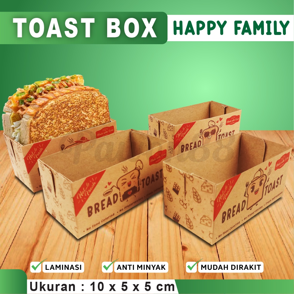 Jual Toast Box Roti Bakar - HAPPY FAMILY ed - KRAFT COKLAT 10x5x5 (50 ...
