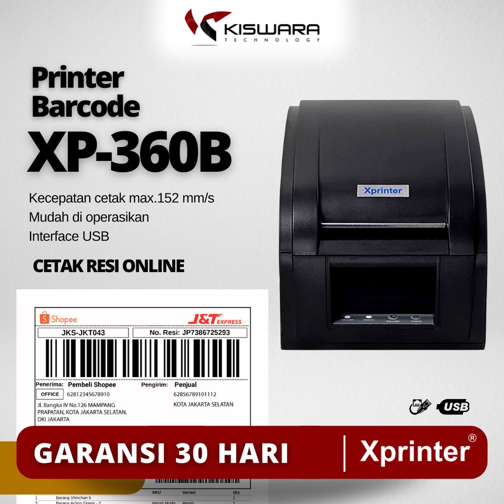 Jual Xprinter Printer Barcode Thermal XP-360B - USB kiswarabandung ...