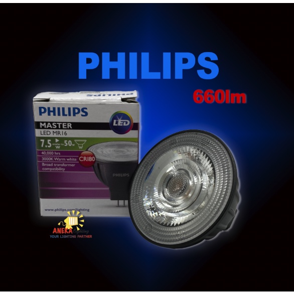 Jual Philips Master LED MR16 7,5W High Lumens 660lm 40.000h | Shopee ...
