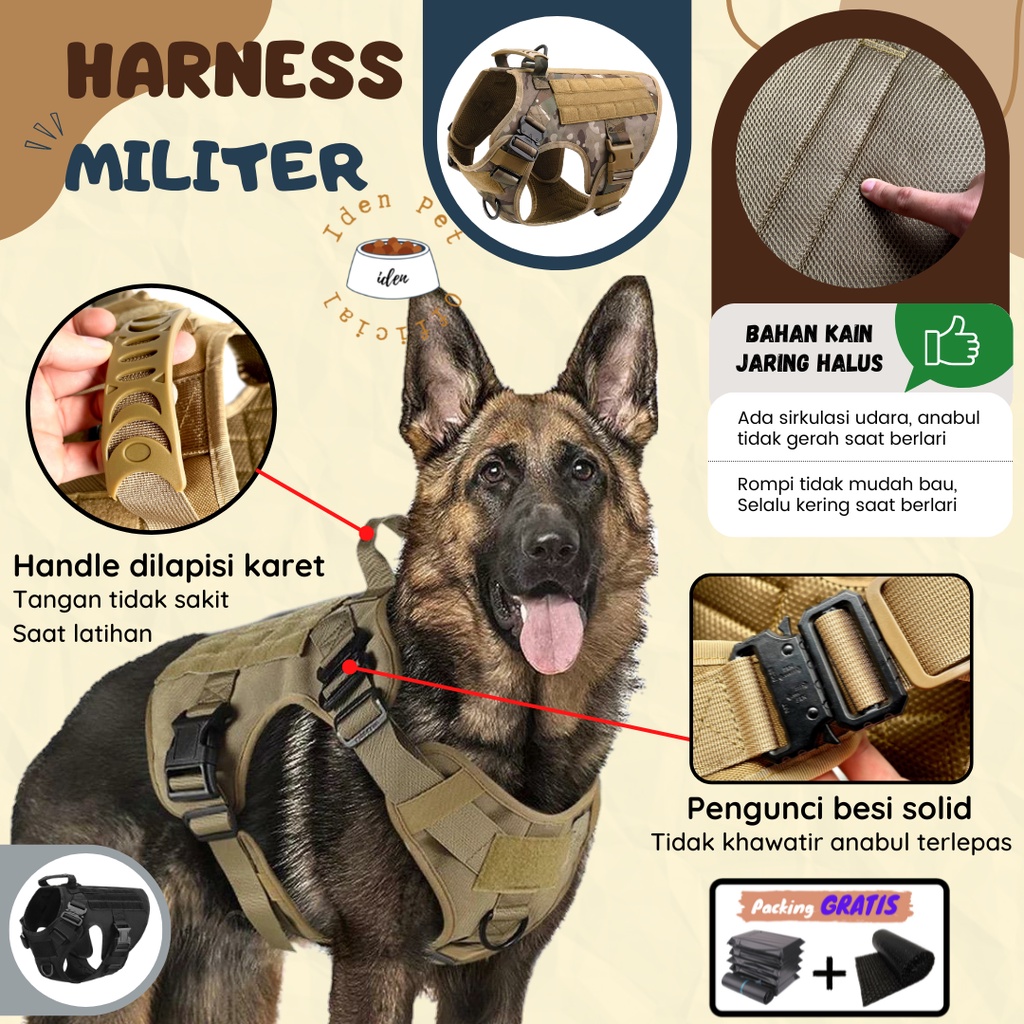 Jual Rompi Anjing Besar Militer Dog Harness Vest Tactical Kalung Tali ...