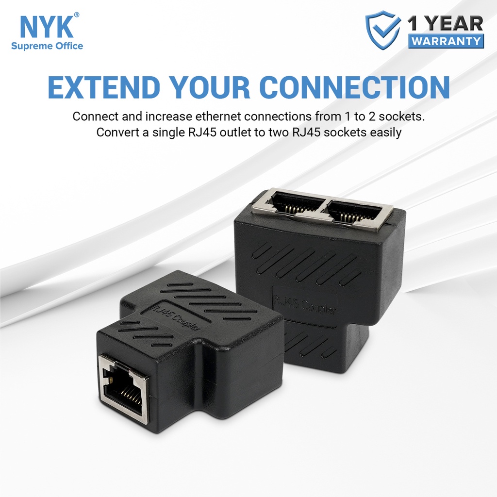 NYK Barel DOUBLE RJ45 METAL COUPLER FEMALE RJ45 LAN 1 KE 2 COD (6)
