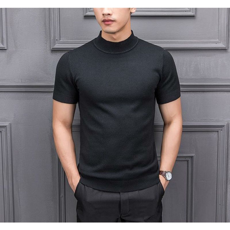 Jual Kaos Turtle Neck Lengan Pendek Turtleneck Pria Shopee Indonesia