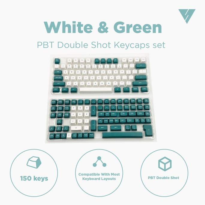 Jual Vortexseries White Green Pbt Double Shot Csa Profile Keycaps ...