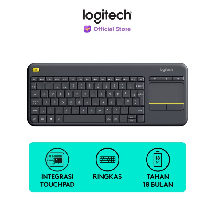 Jual Keyboard Logitech K400 Plus Keyboard Wireless Touchpad Untuk Pc ...
