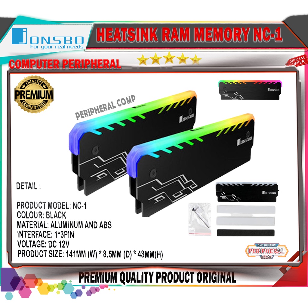 Jual HEATSINK RAM MEMORY JONSBO NC-1 CASE COOLER RGB BLACK WHITE