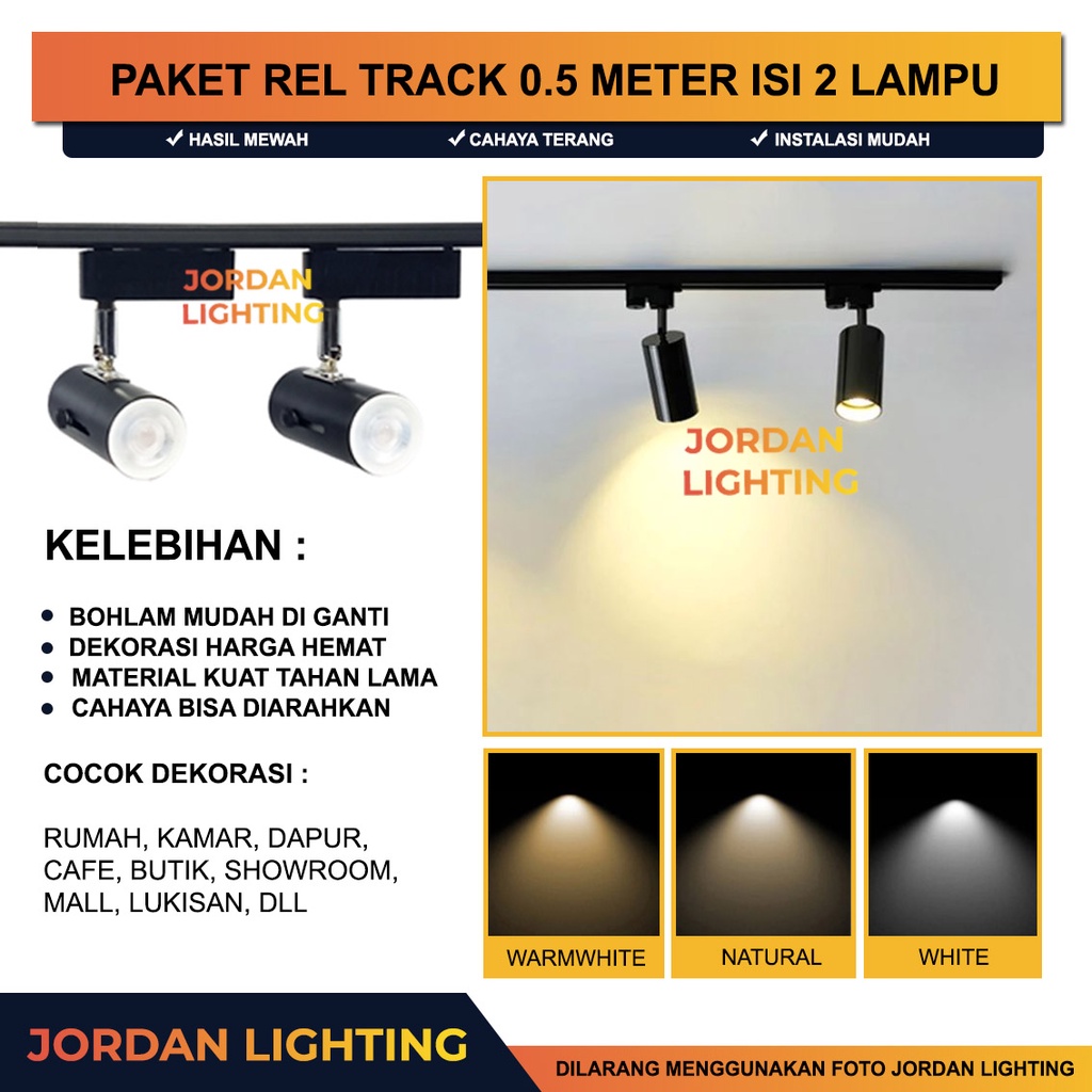 Jual Paket Set Lampu Rell Track Led Sorot Tracklight Rel M Spotlight E Mr Shopee