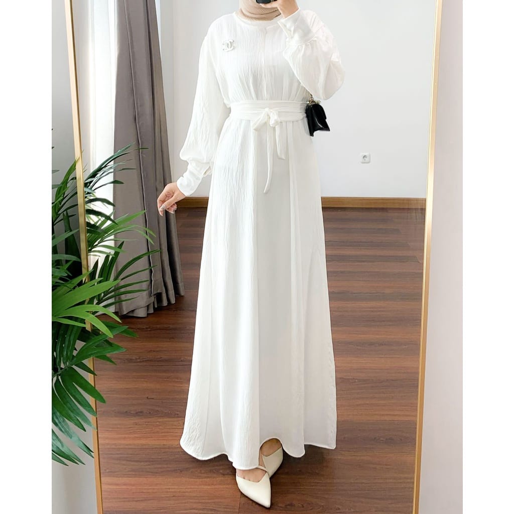 Kemeja Dress Putih Big Size Jual Soraya Dress Polos/outfit Hijab Kece  Terbaru Pakaian Wanita Bahan Crinkle Bisa COD Shopee Indonesia