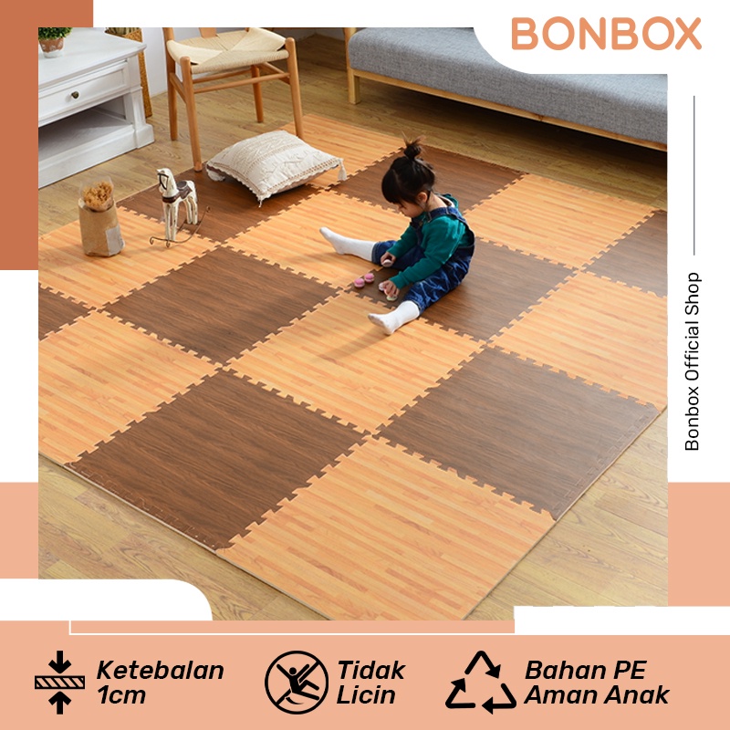 Jual Bonbox X Cm Matras Puzzle Lantai Printed Motif Kayu Bahan Pe Isi Grain Pattern Mosaic