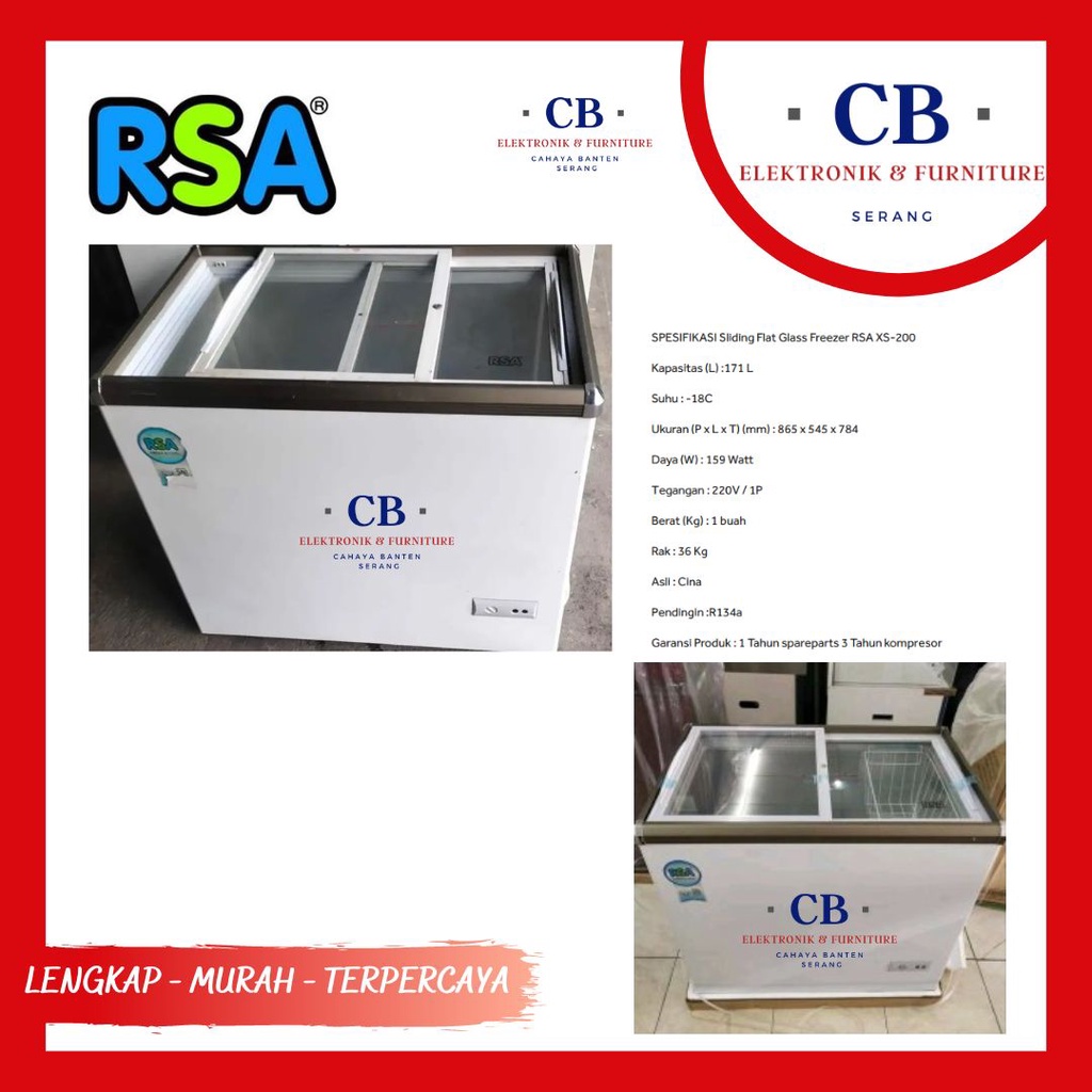 Jual CHEST FREEZER CF RSA 200 KACA SLEDING - 171 LITER | Shopee Indonesia