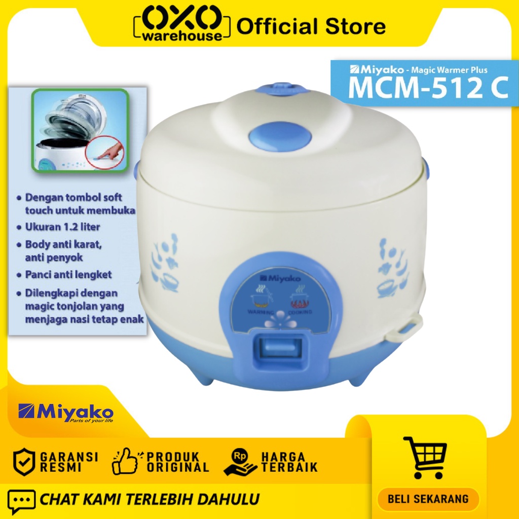 Jual Miyako Rice Cooker MCM512 C 1.5 Lite Low Watt Garansi Resmi