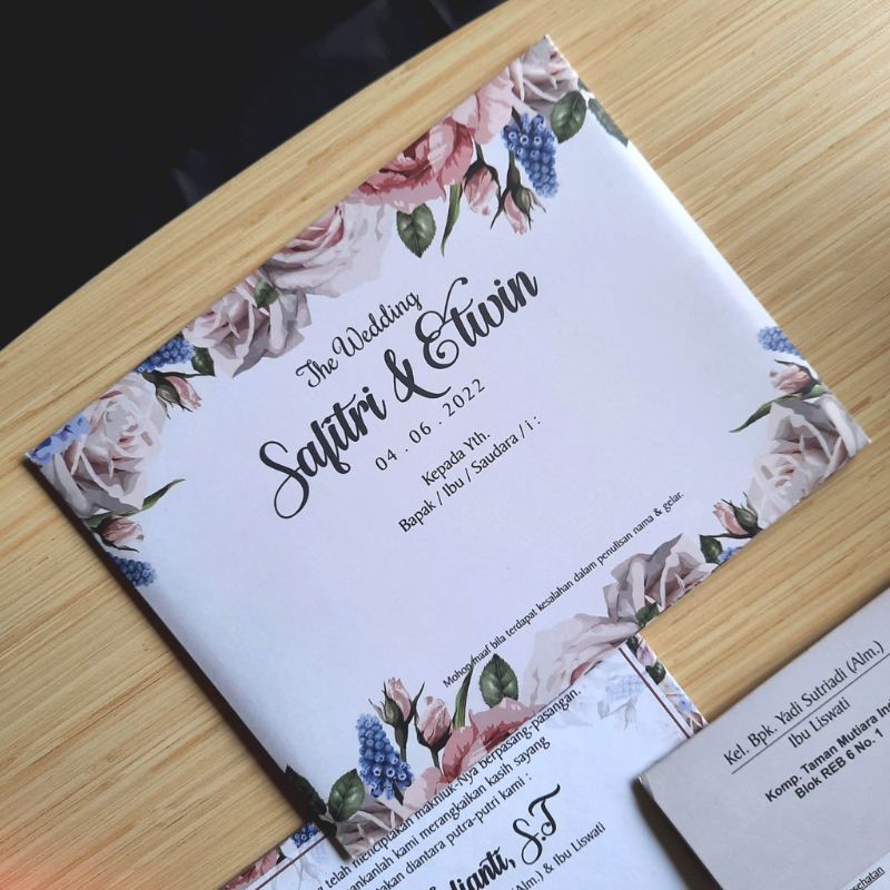Jual Undangan kartu Pernikahan Nikah Rustic Estetik Aesthetic Elegan