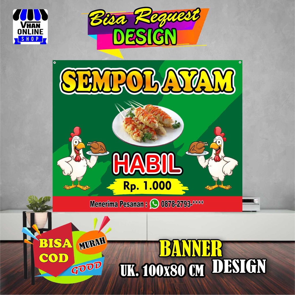 Jual Spanduk Banner Jualan Sempol Ayam Makanan Viral Bagus Murah