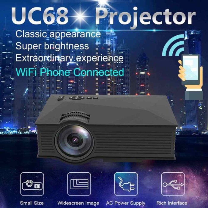 Jual Uc68 Unic Uc 68 - Projector Uc68 1800 Lumens Wifi Proyektor Uc68 ...