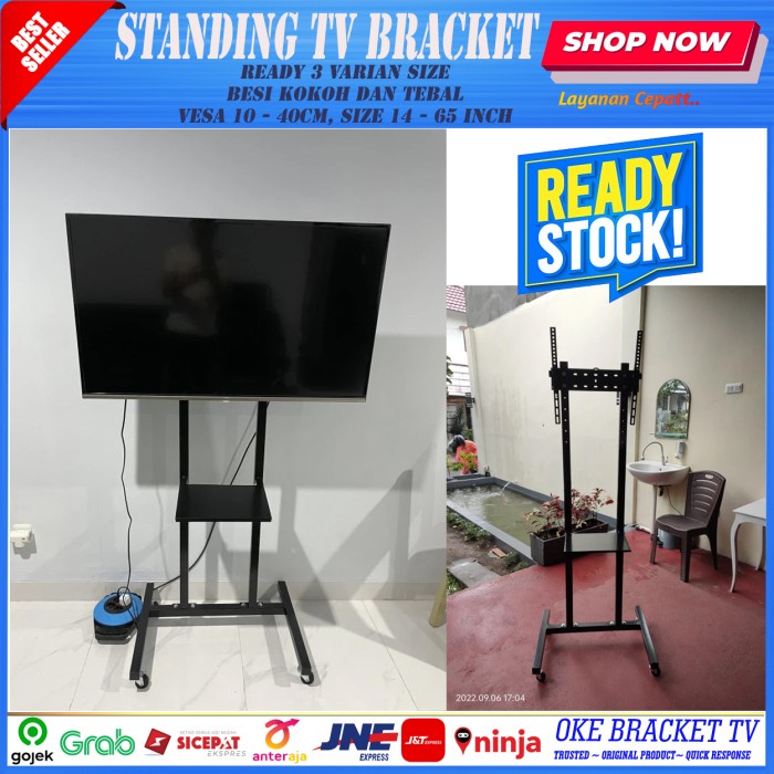 Jual BRACKET STAND RODA DORONG / BREKET TV TIANG RODA 65 60 55 50 43 32 ...