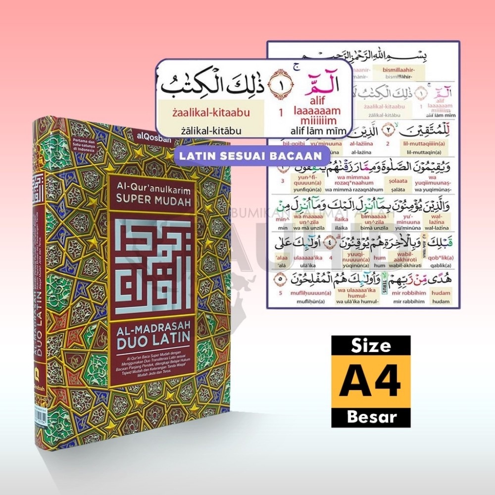 Jual Mushaf Al Quran Al Madrasah Duo Latin AlQosbah Ukuran Besar A4 ...