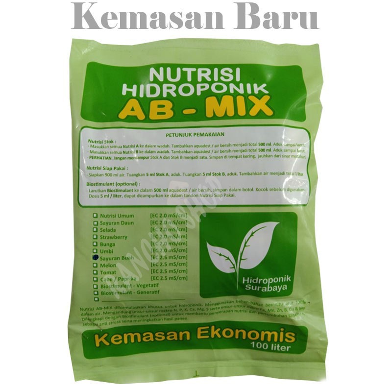 Jual Nutrisi Ab Mix Sayuran Buah Pekatan Ml Untuk Liter Larutan