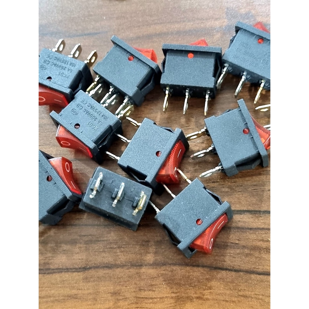 Jual Rocker switch 3 pin segi merah lampu (switch karaoke +lampu ...
