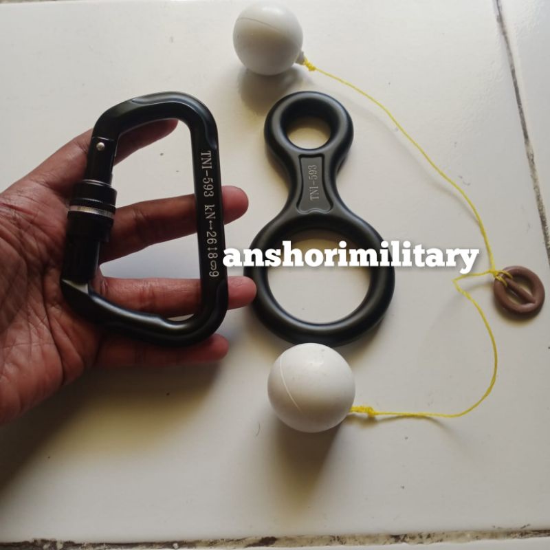 Jual Promo 1 Paket Carrabiner Delta screw Lock Dan Figure of Eight 35kn ...