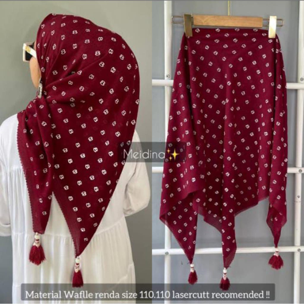 hijab segi empat jambul logo buton