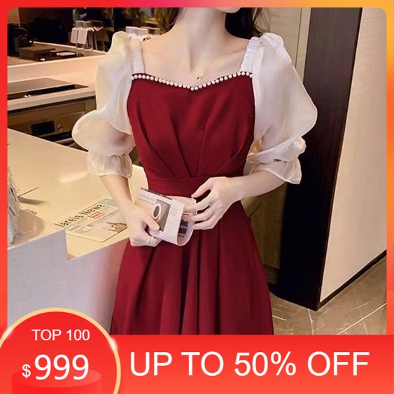 Jual glize dress korea style 2024 gaya baru/Pakaian korea/baju korea
