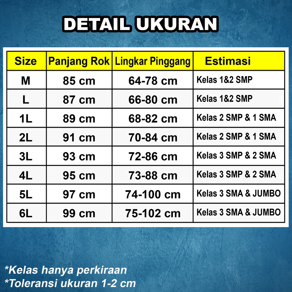 Jual Rok Rempel Sekolah Kerja Putih Hitam Abu SMA Biru SMP Coklat ...