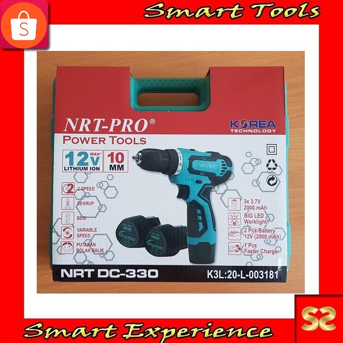 Jual Mesin Bor Baterai 10mm Cordless Drill 10mm 330 Dc Nrt Pro Shopee