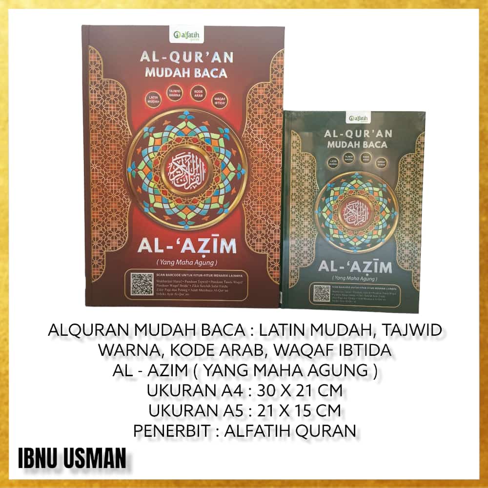 Jual ALQURAN AL-AZIM MUDAH BACA TAJWID WARNA DAN KODE ARAB TERJEMAH I ...