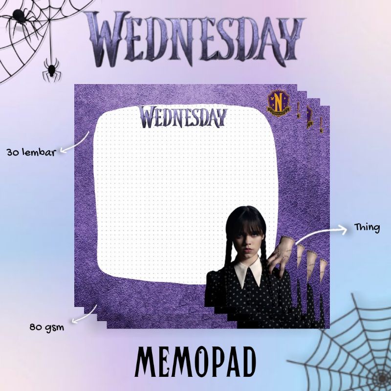 Jual WEDNESDAY ADDAMS MEMOPAD 30 SHEETS NETFLIX SERIES JENNA ORTEGA ...