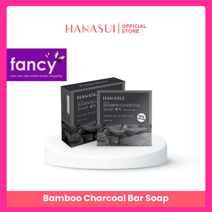 Hanasui Bamboo Charcoal Bar Soap 60gr with Scrub Sabun Batang