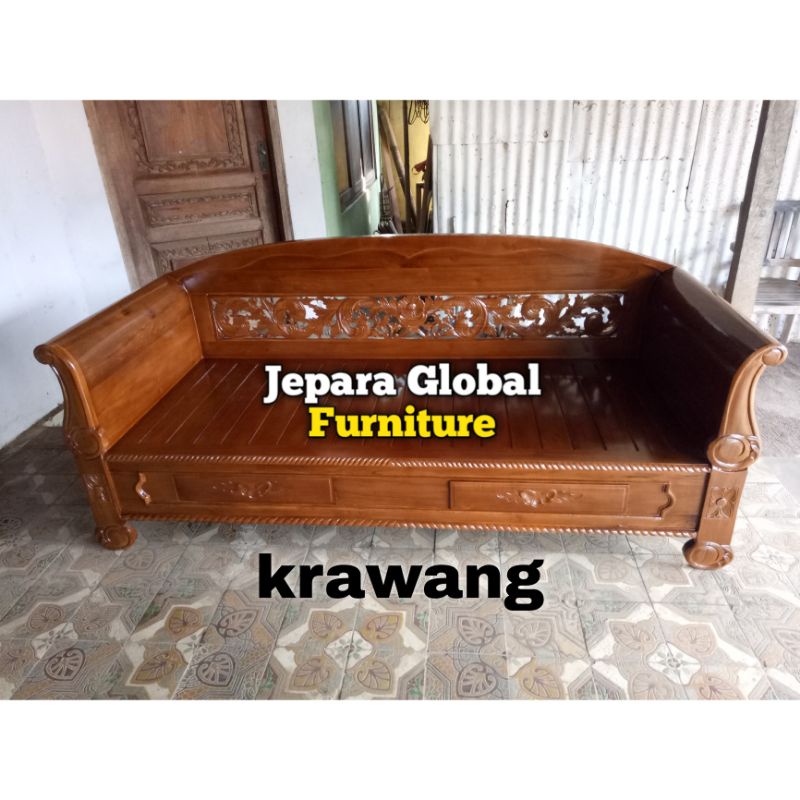 Jual Bangku bale bale ukir jati bagong laci ( bench jati,kursi jati ...