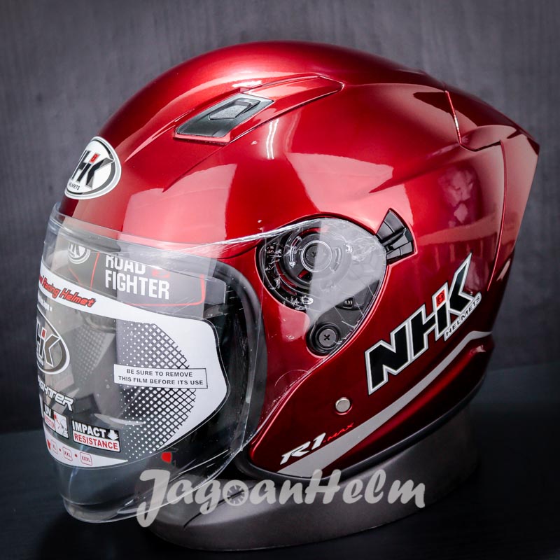 Jual NHK HELM R1 MAX SOLID | ROYAL RED | DOUBLE VISOR | Shopee Indonesia