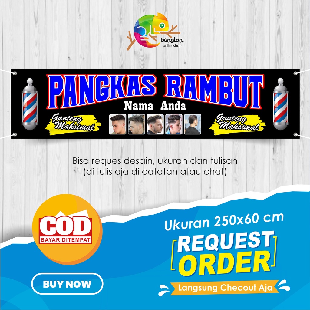 Jual Spanduk, Banner Pangkas Rambut Ganteng Maksimal Bisa Custom Nama ...