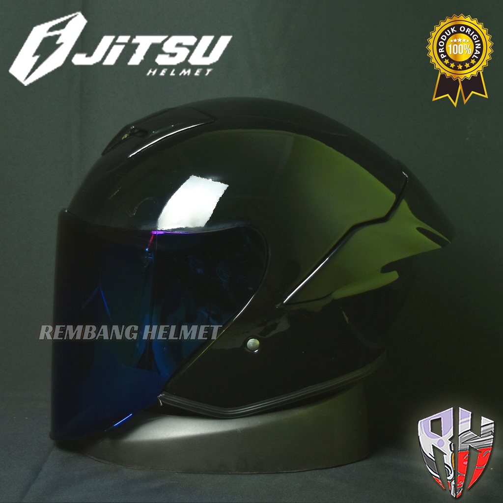 Jual HELM JITSU HALF FACE SOLID BLACK GLOSSY BERAT 2KG Shopee Indonesia