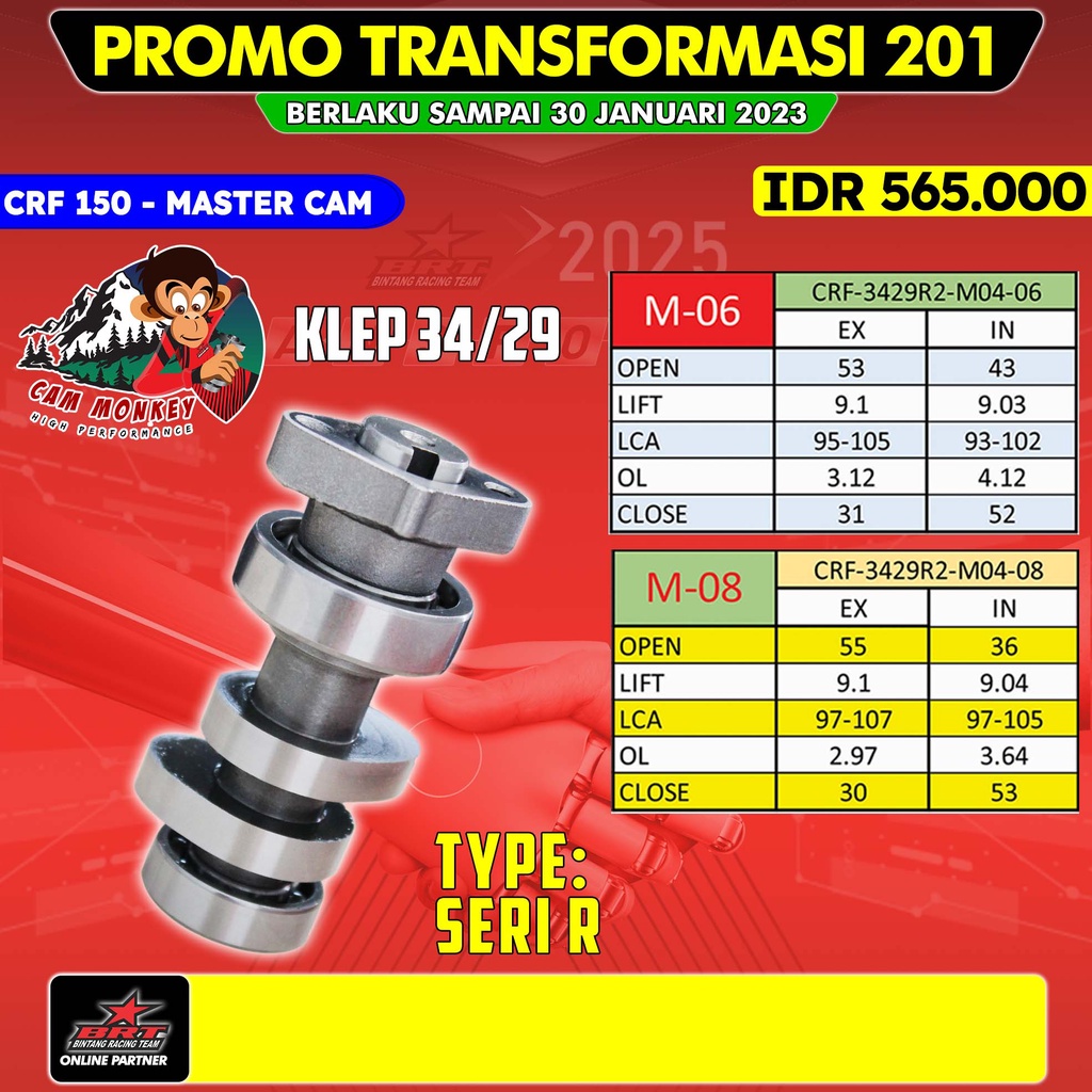 Jual MASTERCAM NOKEN AS CAMSHAFT MONKEY SERI R M-06 M-08 - HONDA CRF ...