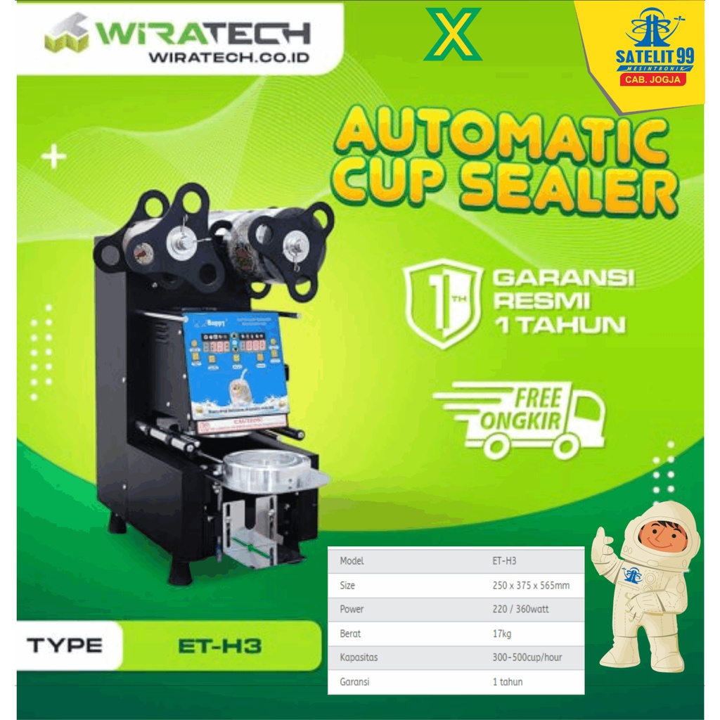 Jual MESIN PRES GELAS FULL AUTO / CUP SEALER WIRATECH ET-H3 | Shopee ...
