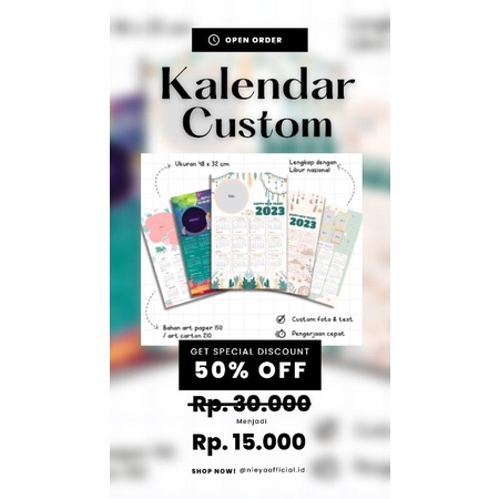 Jual Cetak Kalender Custom A3+ - Aesthetic Free biaya design | Shopee ...