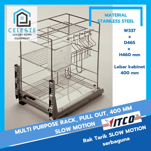 Jual Vitco Multipurpose Rack Slow Motion Rak Tarik Dapur Stainless Steel Shopee Indonesia