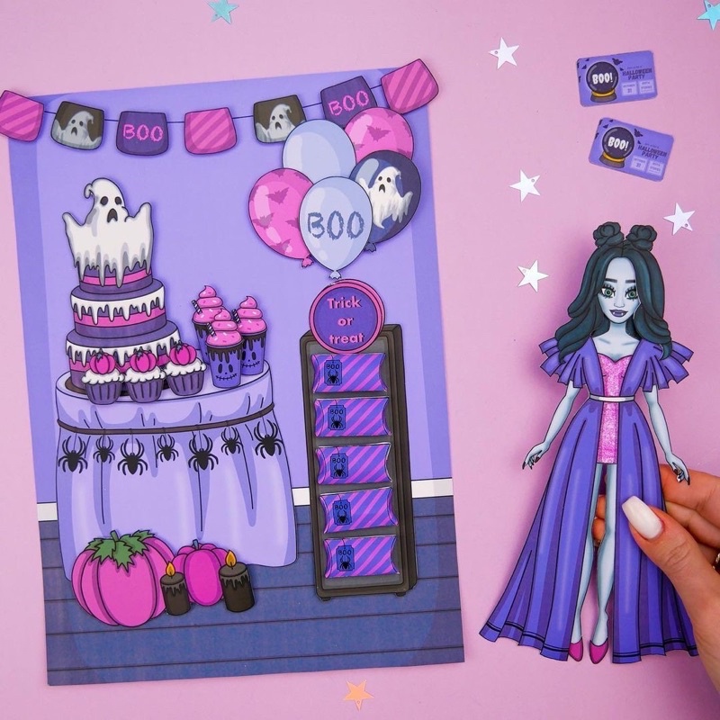 Jual Mainan anak Paper Dolls Tema Halloween bongkar pasang
