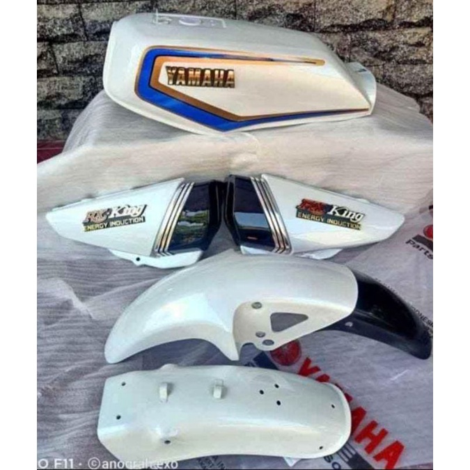 Jual cover body fullset dan tangki yamaha RX-KING/warna putih+striping