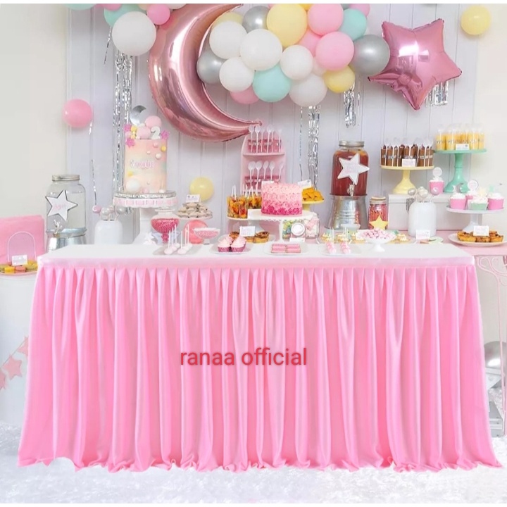 Jual skirting dekorasi meja rok meja tinggi 50cm hiasan penutup