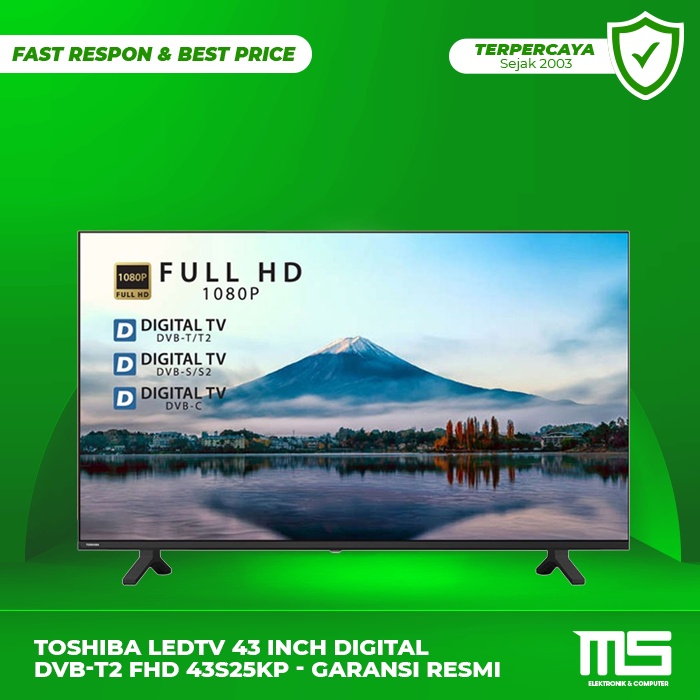 Jual TOSHIBA LED TV 43 Inch Digital DVB-T2 FHD 43S25KP - Garansi Resmi ...