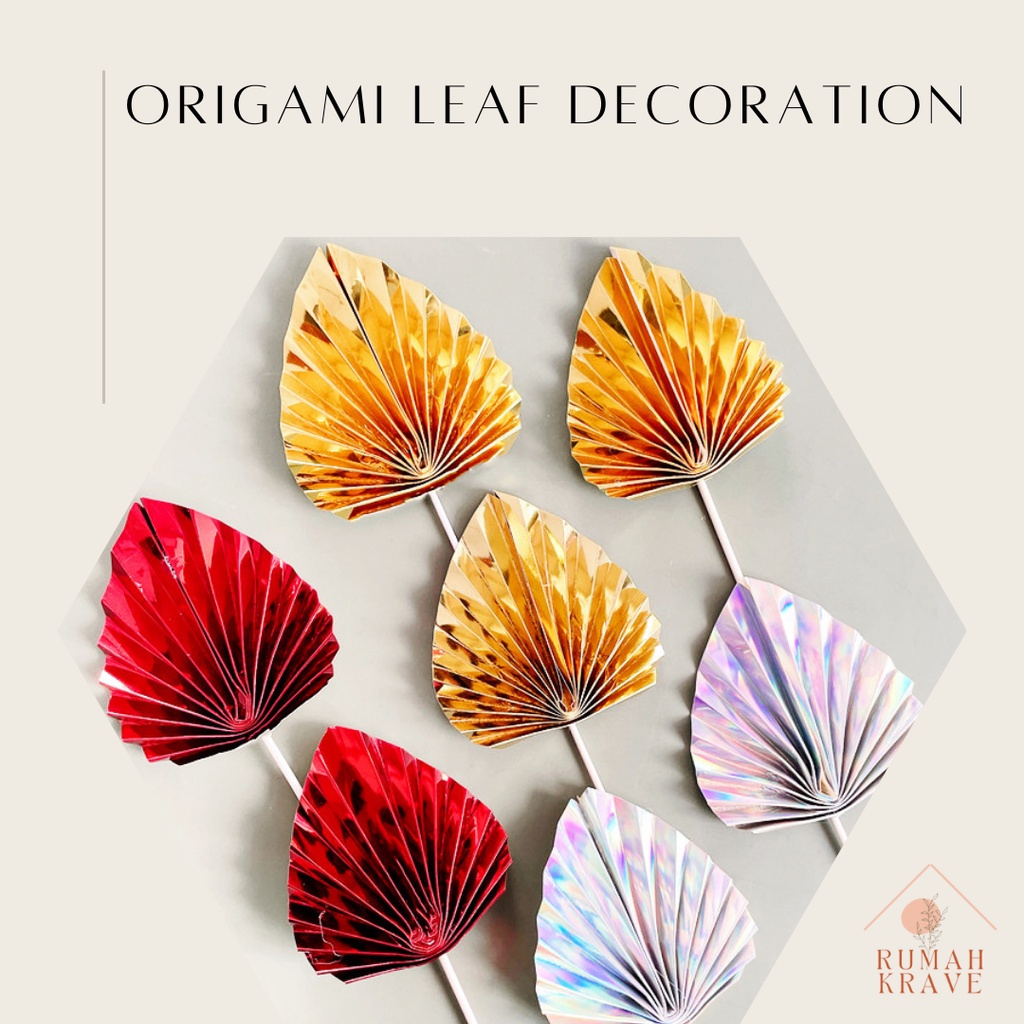 Jual RUMAH KRAVE - Origami Leaf Decoration Cake Topper Daun Emas ...