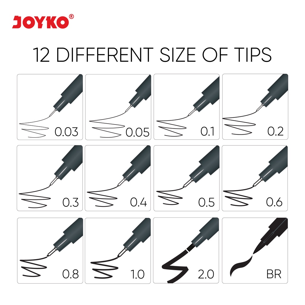 Drawing Pen Pena Gambar Joyko DP-298 1 Pcs Waterproof Pigment Ink (2)